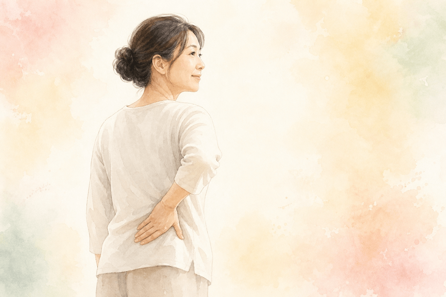 足立区新田の整骨院で腰の痛みのケアを受ける様子のイメージイラスト
