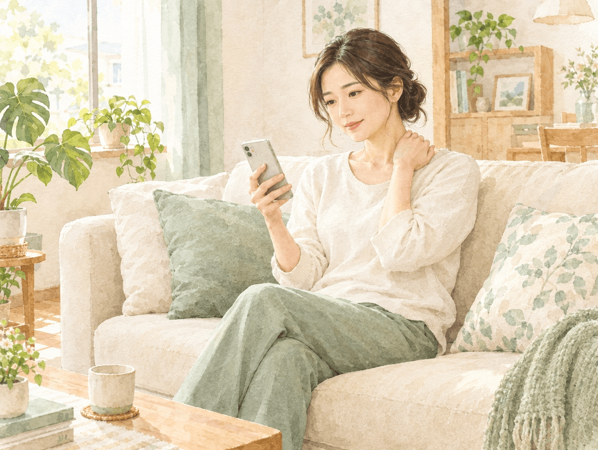 はじめての整骨院がどんな院内か気になり、来院前に情報を確かめている30代女性